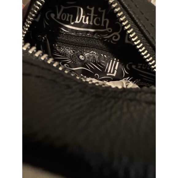 NWT Von Dutch Bowling Bag Purse Black Small w/Crossbody Strap New Winged Eyeball - Picture 7 of 7